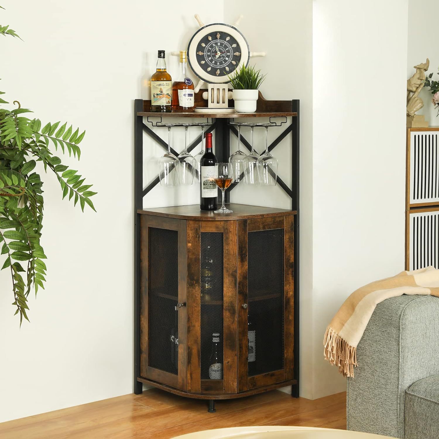 خزانة بار زاوية مع حامل زجاجات - مراجعة Home Bar Setup وسعره